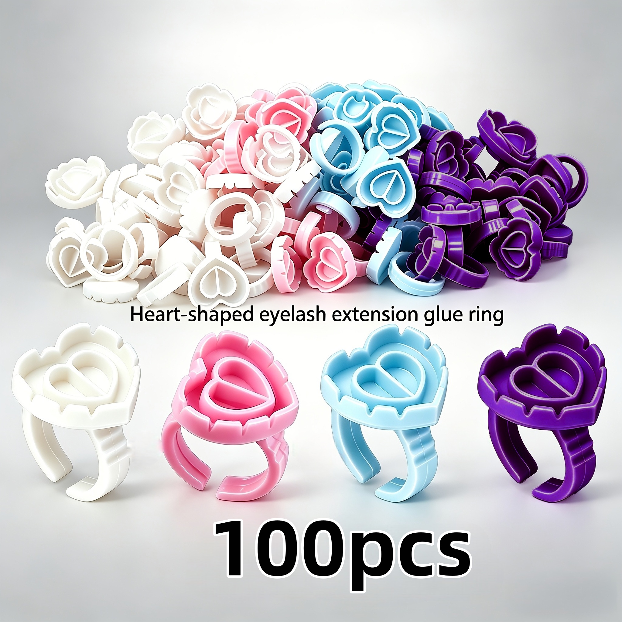 100PCSHeart Eyelash Glue Rings - Eyelash Extension Salon 评论和价格
