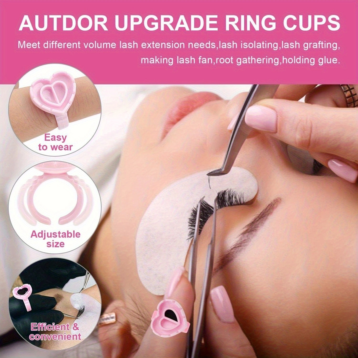 100PCSHeart Eyelash Glue Rings - Eyelash Extension Salon 评论和价格