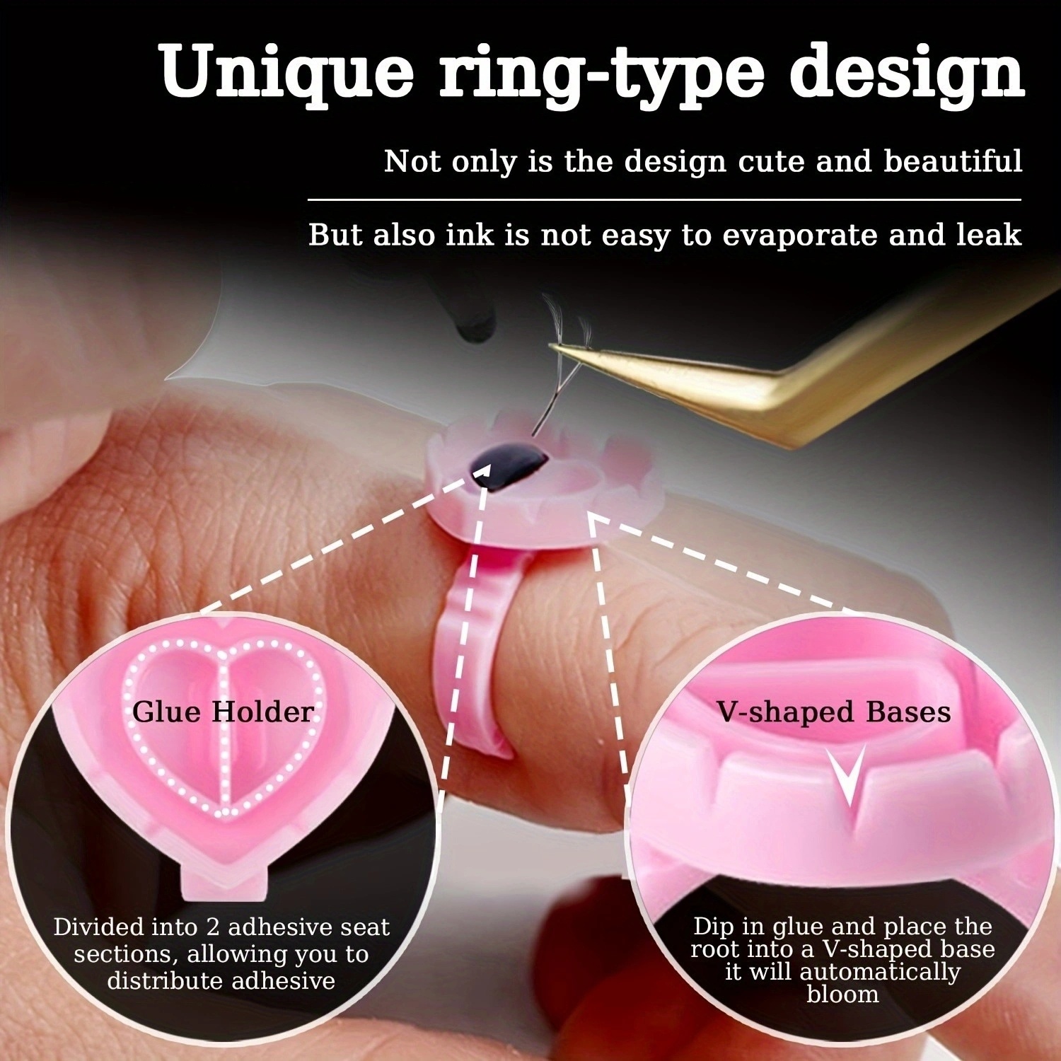 100PCSHeart Eyelash Glue Rings - Eyelash Extension Salon 评论和价格